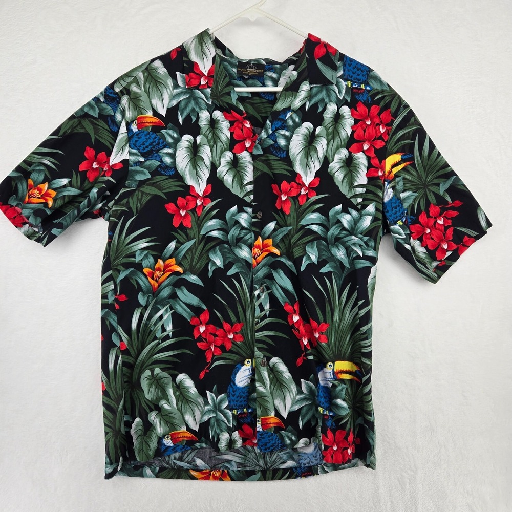 Royal Creations Mens Shirt‎ L Hawaiian Floral  Toucan Authentic Made in Hawaii